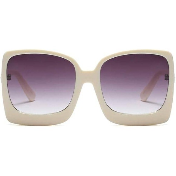 Oversized Square Sunglasses Women Fashion Shades Designer Style Beige Lentes New - Picture 5 of 6